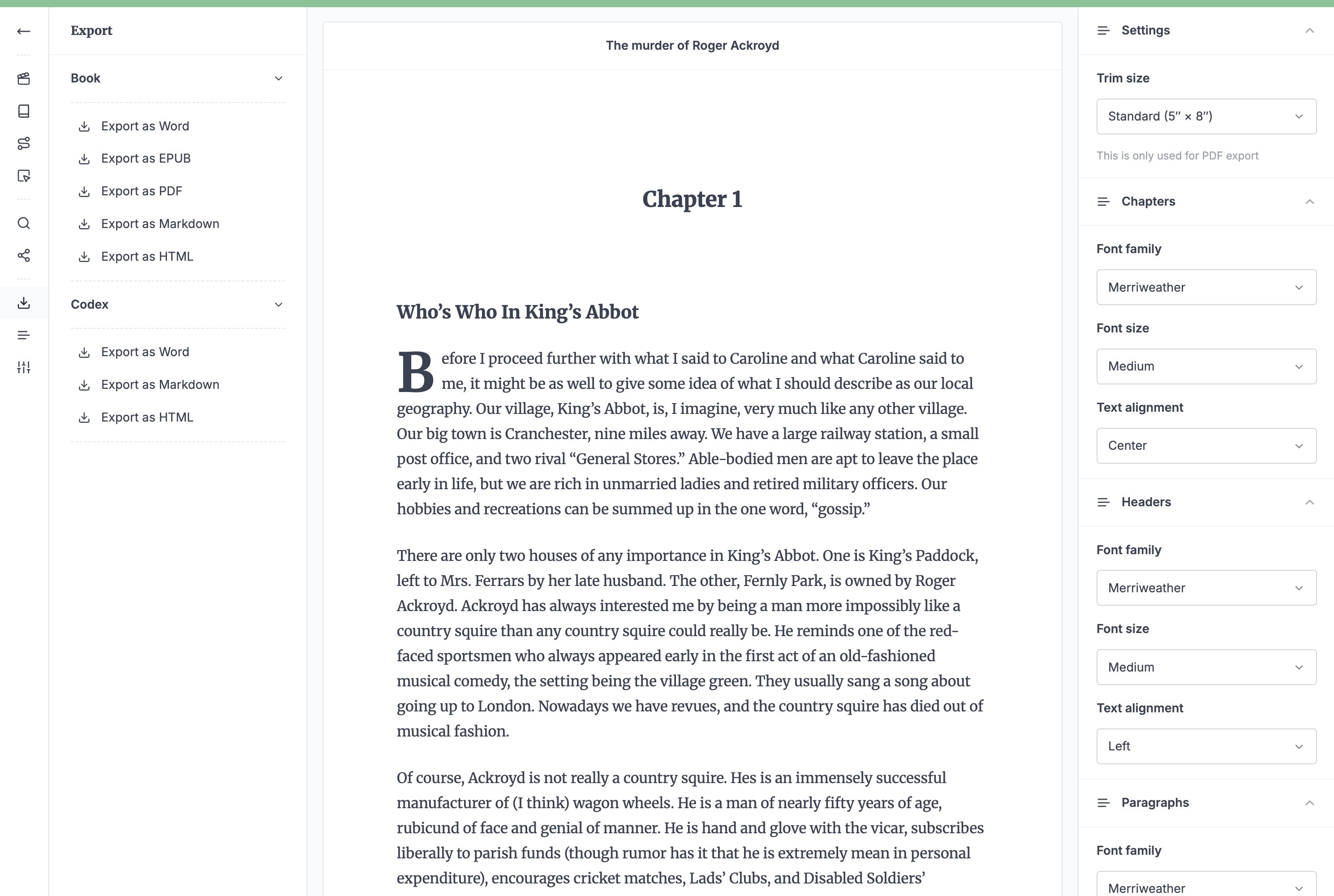 Design your book your way and export it everywhere